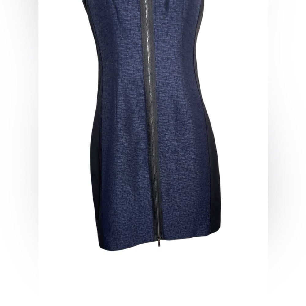 Elie Tahari‎ dress size 0 Arvis Navy Yard Textured Panel Sleeveless Dress 🖤 - Picture 7 of 9